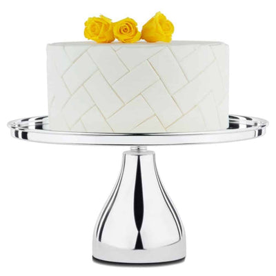 30cm Silver Display Chome Plated Cake Stand Round